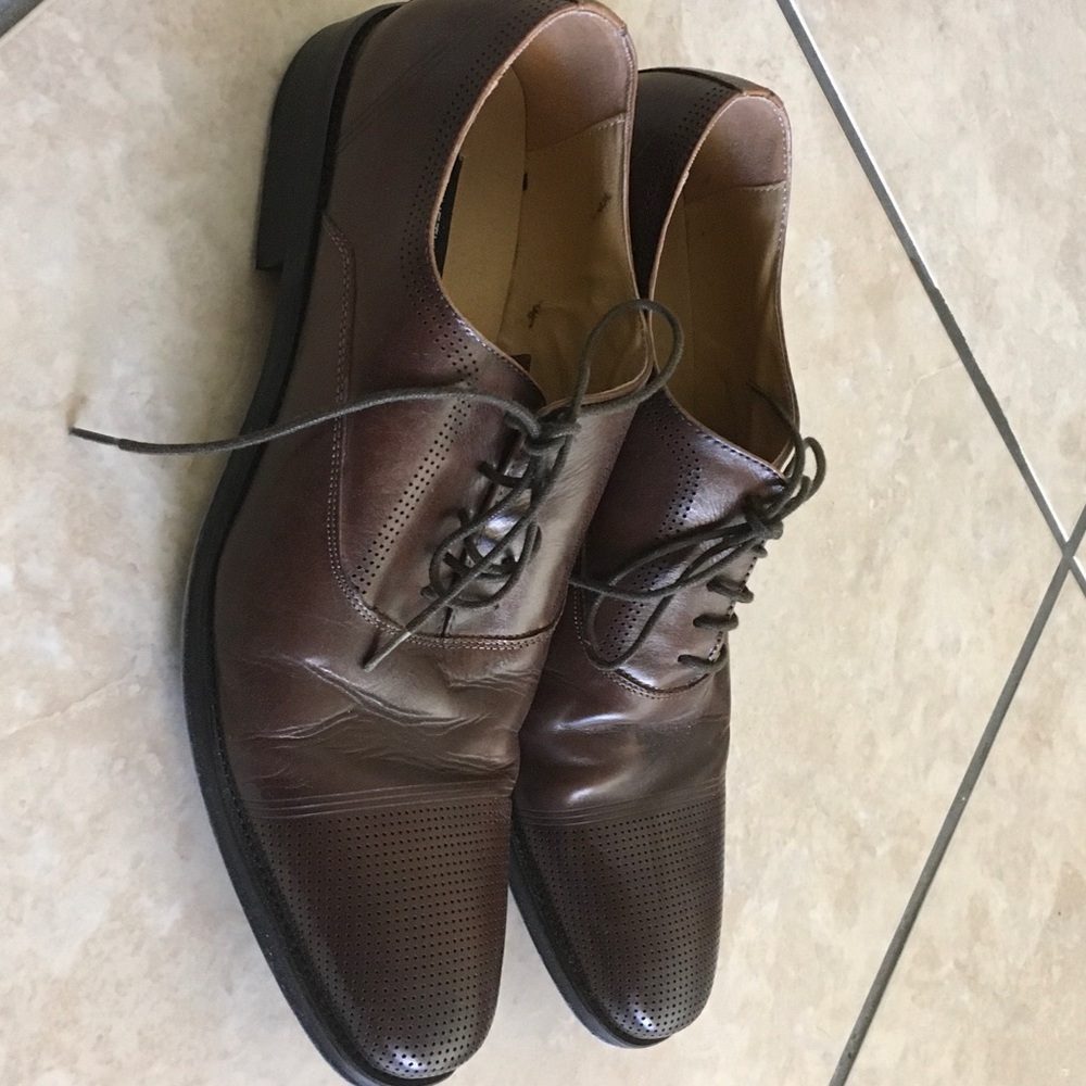 Kenneth Cole Reaction Men's Dark Brown Perforated Leather Oxfords